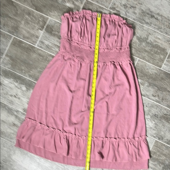 Pink Ruffled Strapless Dress - Picture 2 of 11